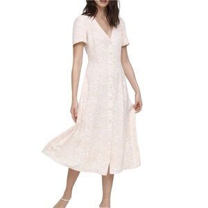 Aritzia Babaton Elin Button-Front Midi Dress White & Cream Sz S